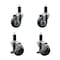 Service Caster 3.5'' Thermoplastic Rubber Wheel Swivel 1-1/4'' Expanding Stem Caster Set 2 Brakes, 4PK SCC-EX20S3514-TPRB-2-TLB-2-114 - alternate 1